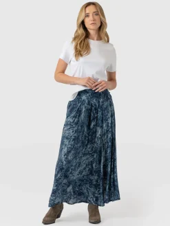 Eliza Pleated Skirt - Blue Marble