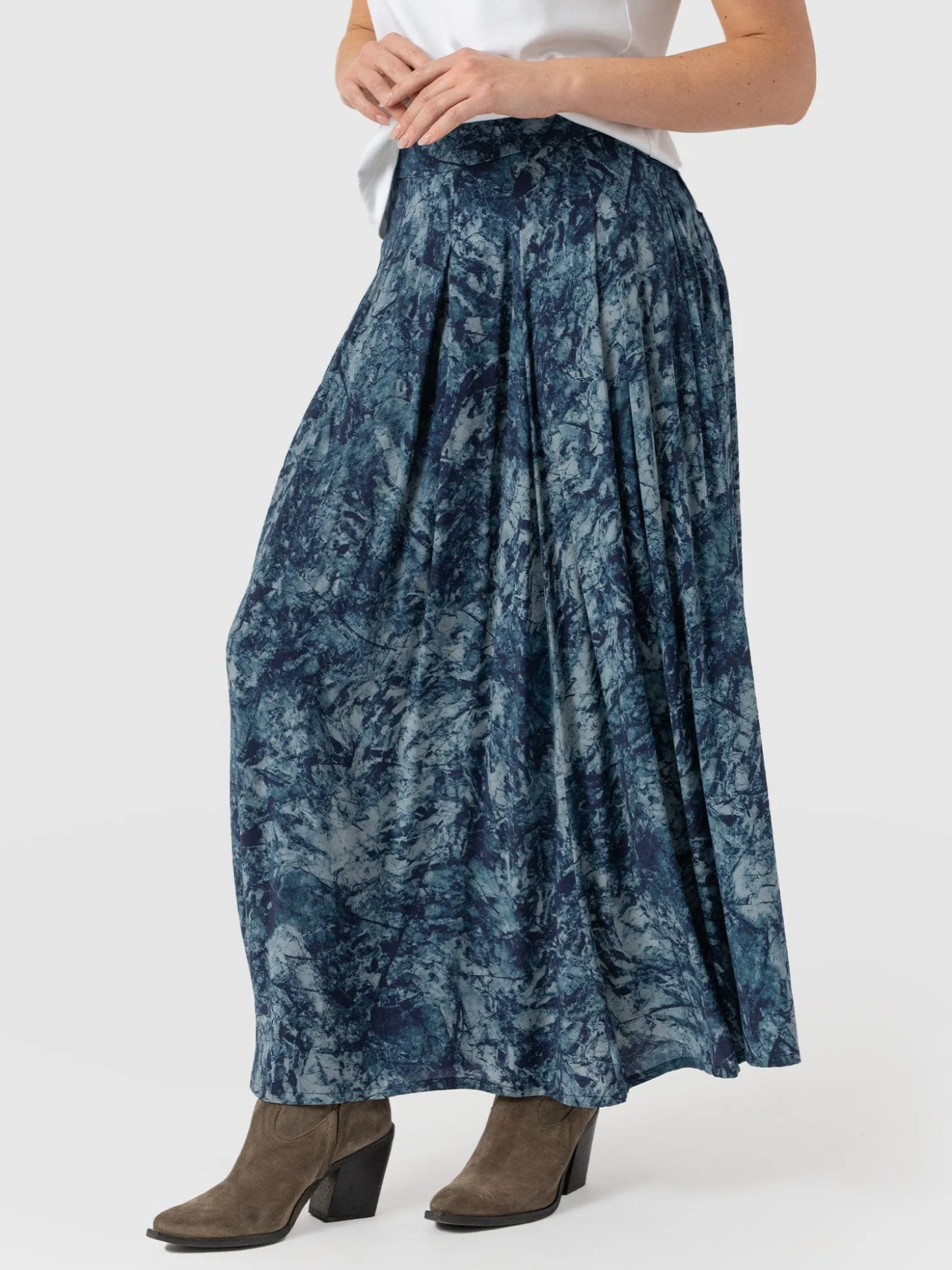 Eliza Pleated Skirt - Blue Marble