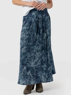 Eliza Pleated Skirt - Blue Marble