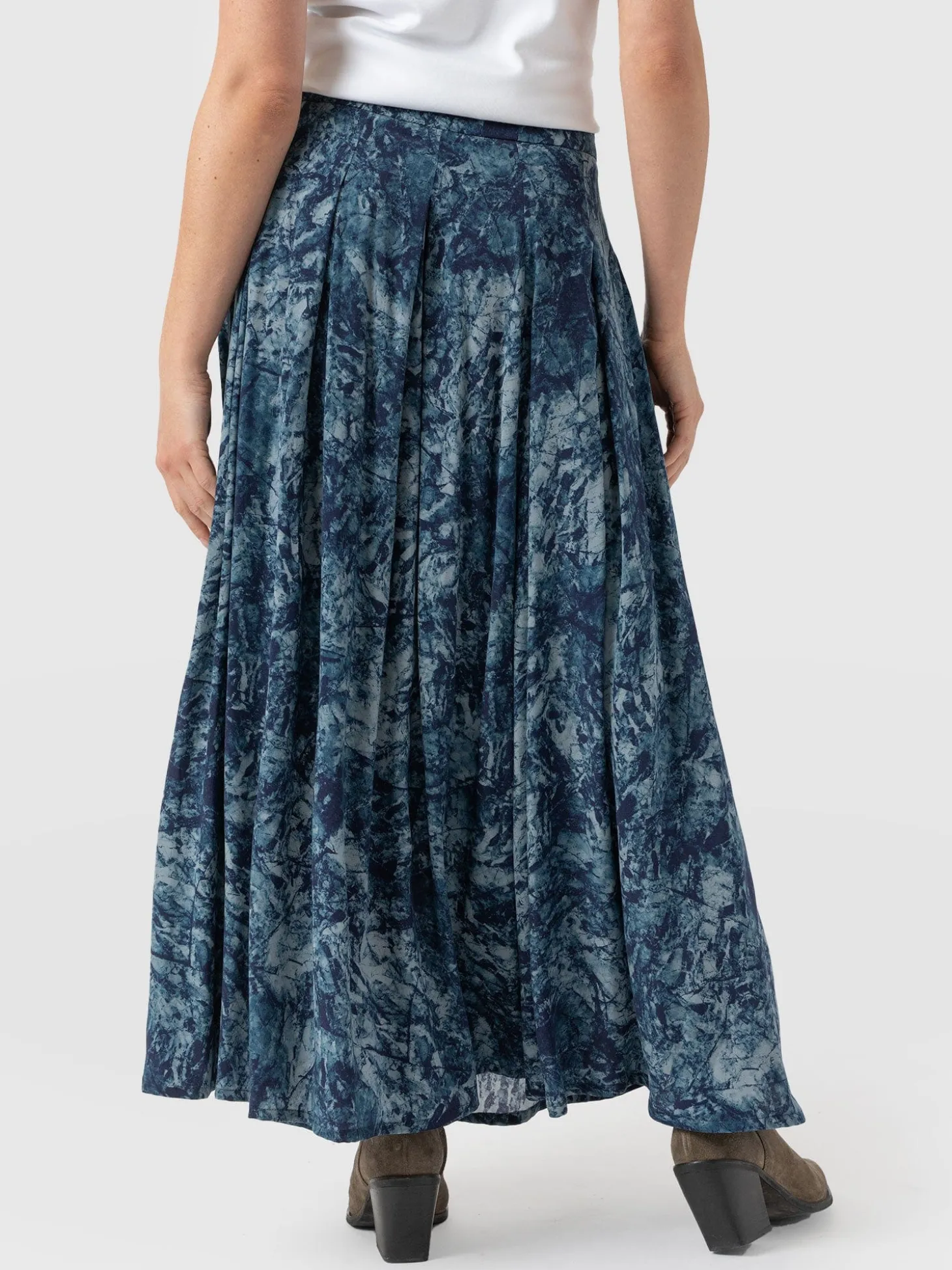 Eliza Pleated Skirt - Blue Marble