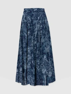Eliza Pleated Skirt - Blue Marble