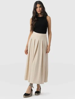 Eliza Pleated Skirt - Cream
