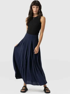 Eliza Pleated Skirt - Navy