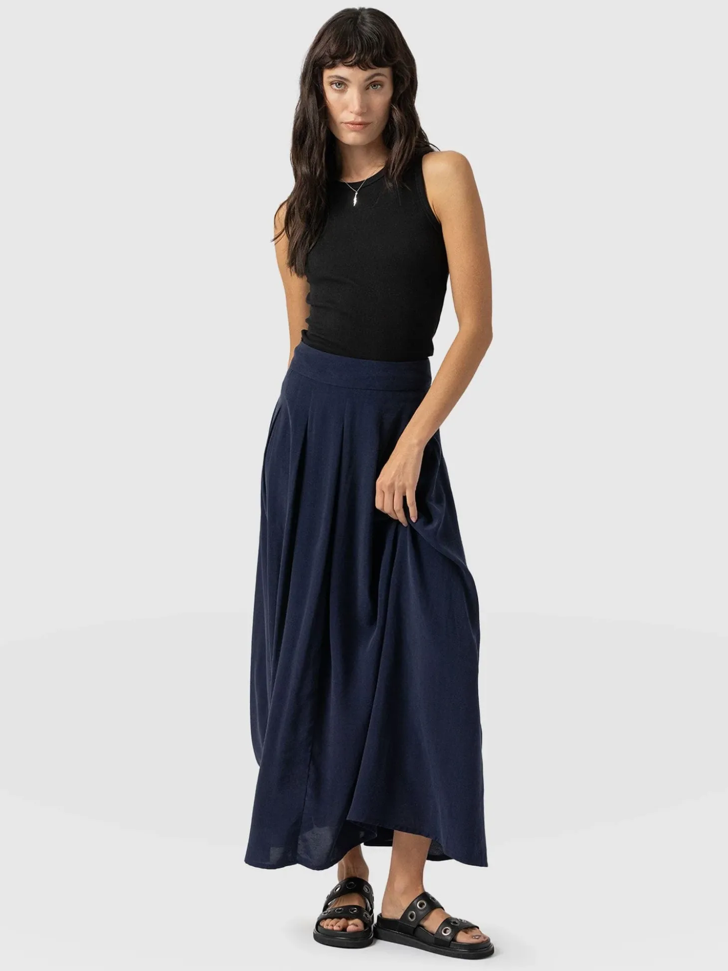 Eliza Pleated Skirt - Navy