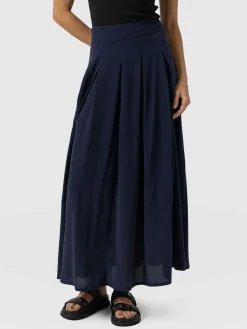 Eliza Pleated Skirt - Navy