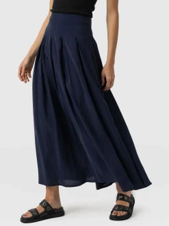 Eliza Pleated Skirt - Navy