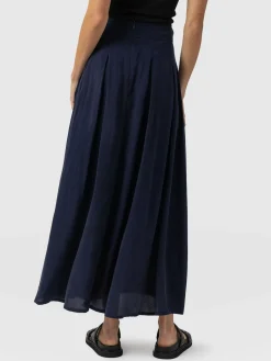 Eliza Pleated Skirt - Navy