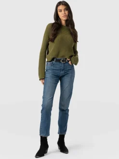 Emma Straight Leg Jean - Mid Blue
