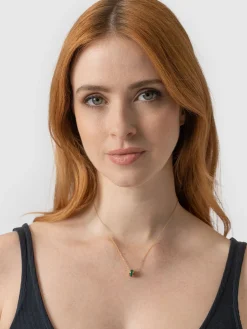 Enamel Stripe Charm Necklace - Gold/Green