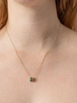 Enamel Stripe Charm Necklace - Gold/Green