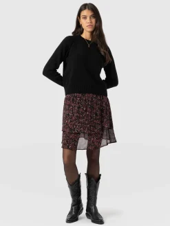 Etta Mini Layered Skirt - Red Ditsy Leopard