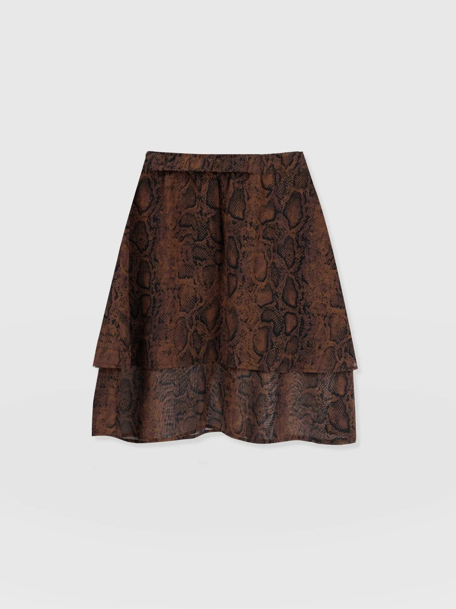 Etta Mini Layered Skirt - Brown Snake