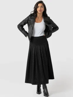 Everly Pleated Skirt - Black Zebra