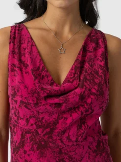Faye Cowl Neck Dress - Pink Marble