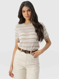 Fearne Knit Tee - Cream Stripe