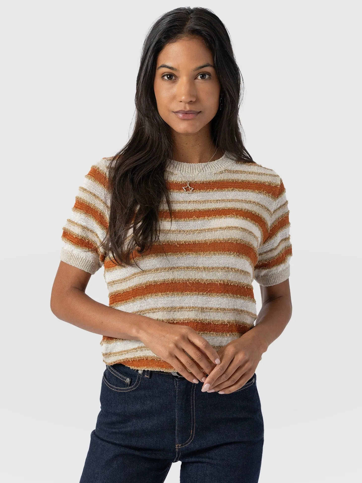 Fearne Knit Tee - Rust Stripe