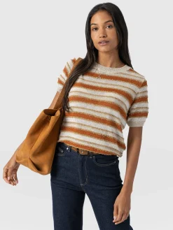 Fearne Knit Tee - Rust Stripe