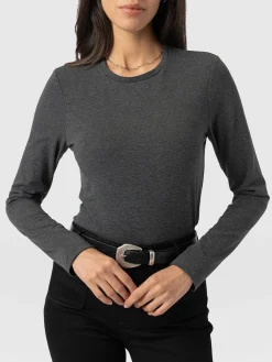 Glen Crew Neck Tee - Charcoal