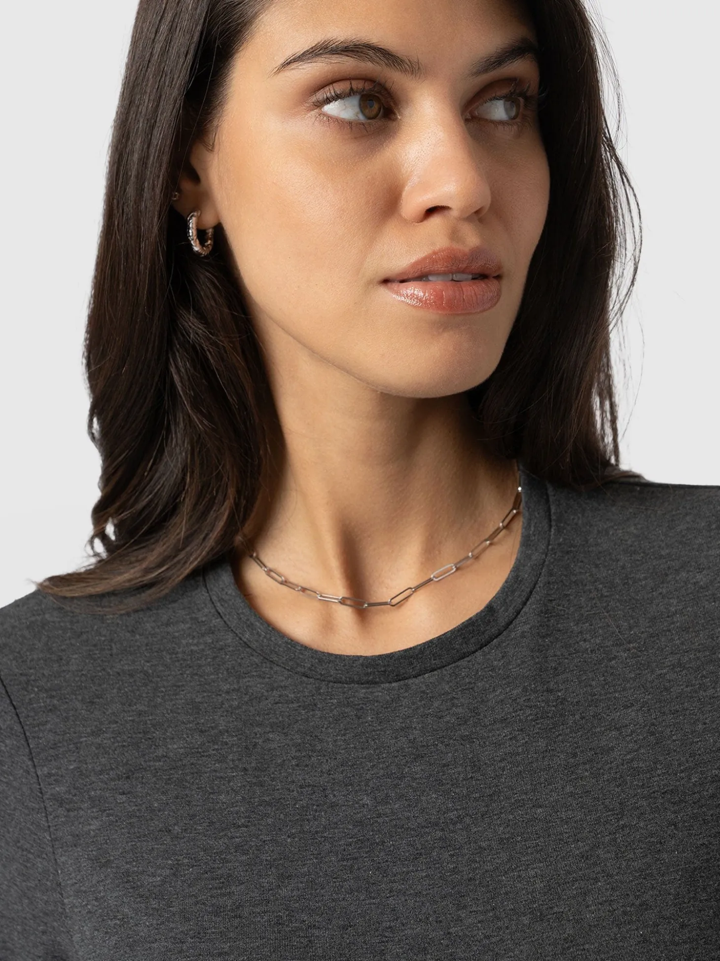 Glen Crew Neck Tee - Charcoal