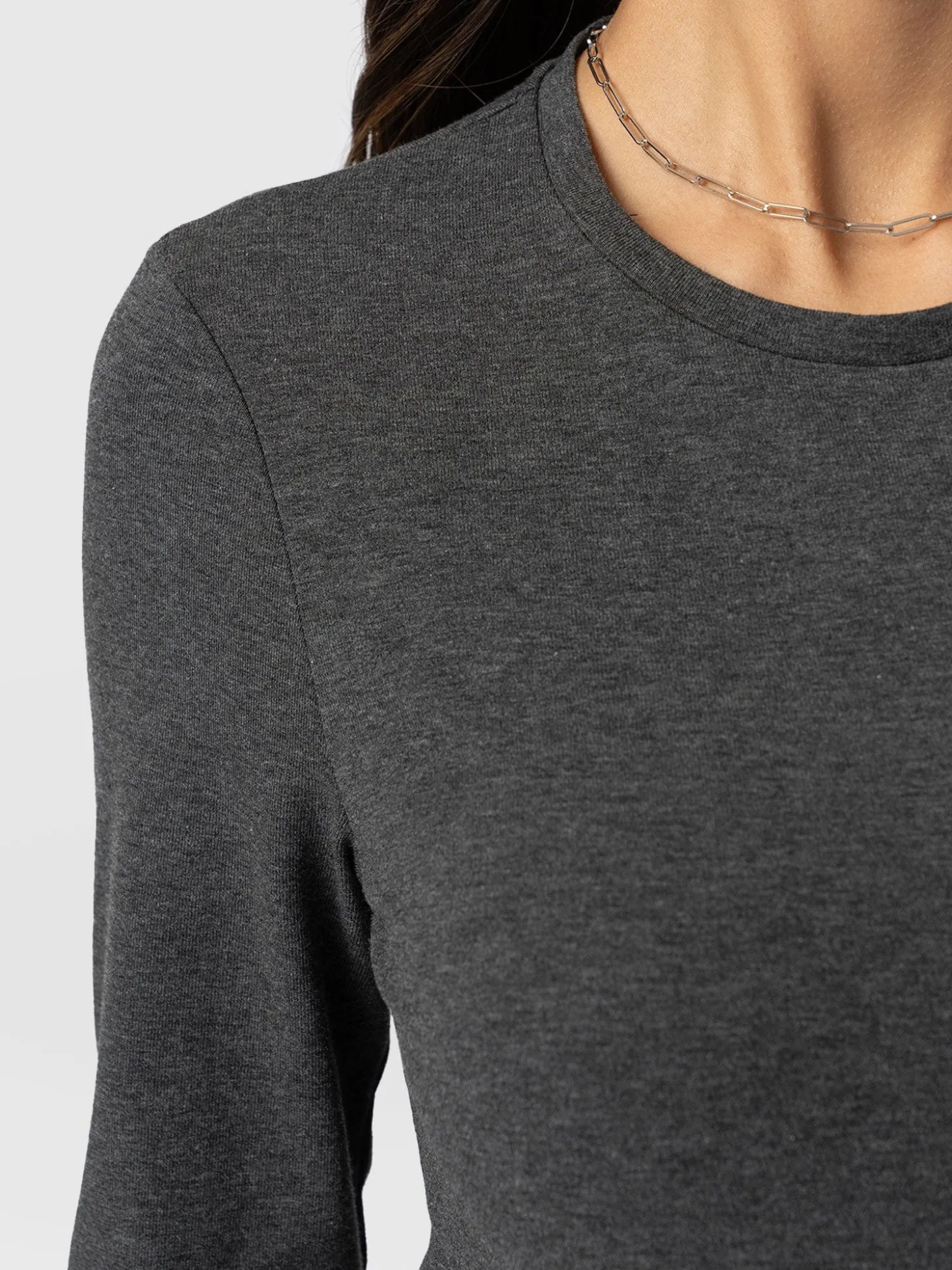 Glen Crew Neck Tee - Charcoal
