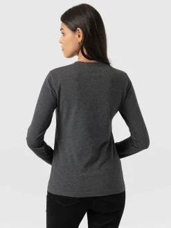 Glen Crew Neck Tee - Charcoal