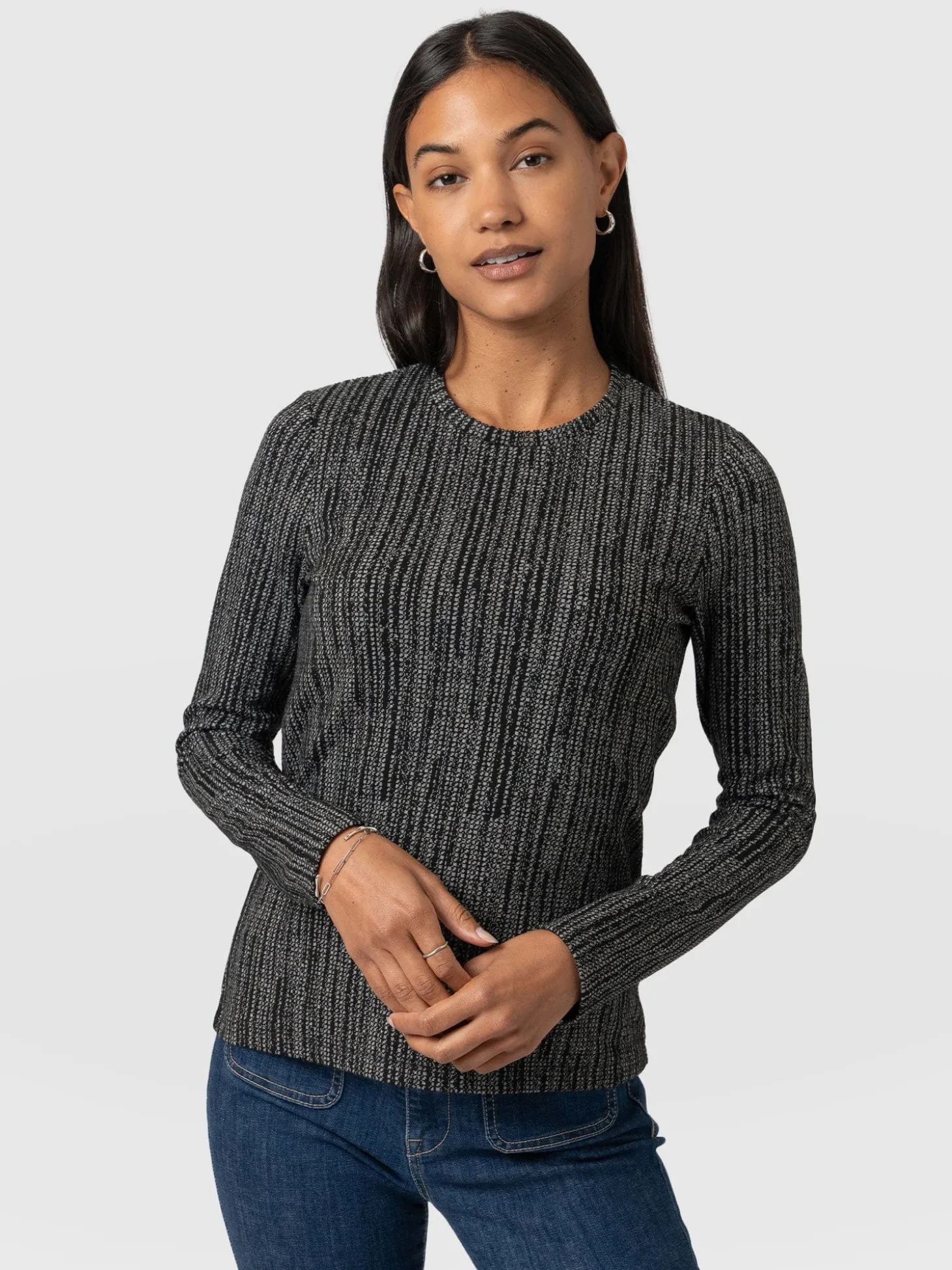 Glen Crew Neck Tee - Grey/Black