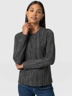 Glen Crew Neck Tee - Grey/Black