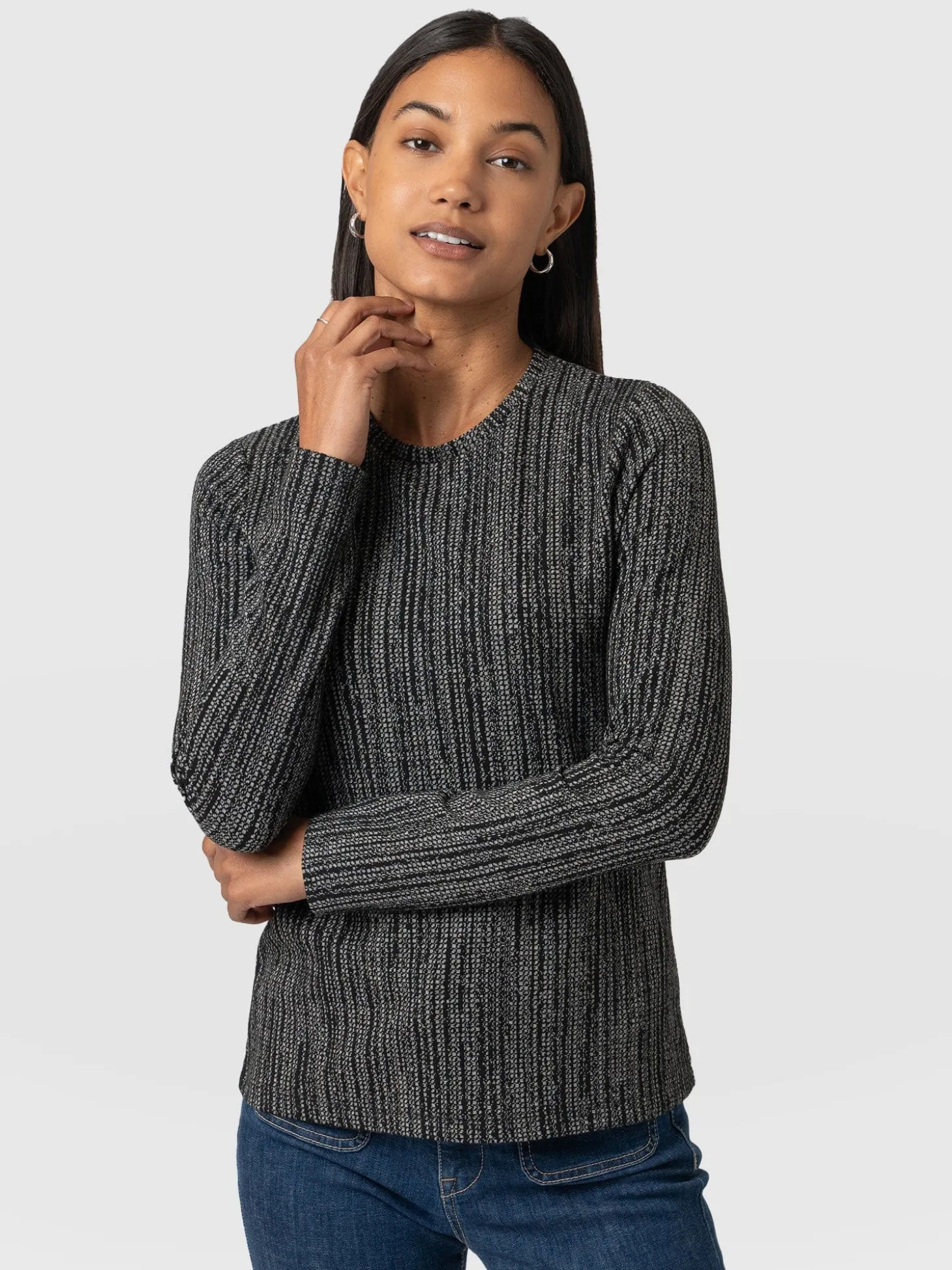 Glen Crew Neck Tee - Grey/Black