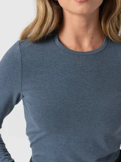 Glen Crew Neck Tee Long Sleeve - Blue