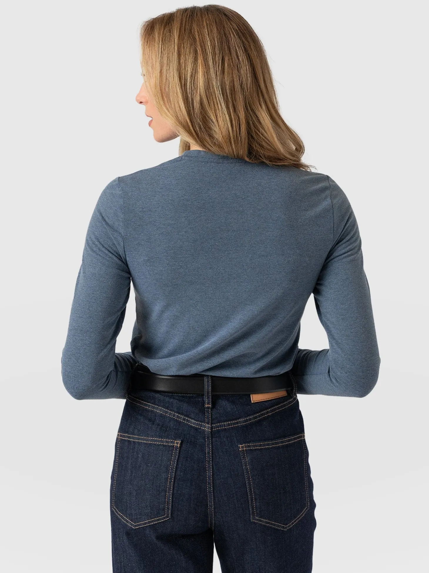 Glen Crew Neck Tee Long Sleeve - Blue