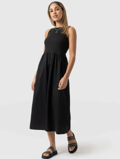 Ivy Full Skirt Sleeveless Dress - Black