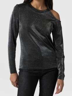 Jasna Cold Shoulder Tee - Silver