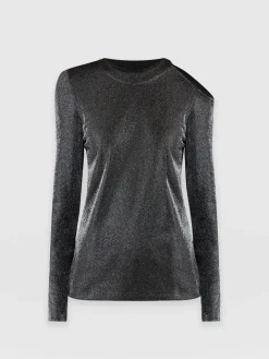 Jasna Cold Shoulder Tee - Silver