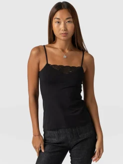 Jersey Lace Cami - Black