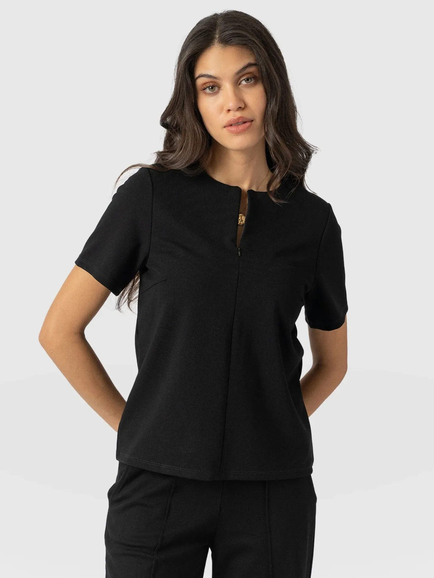 Keller Zip Up Tee - Black