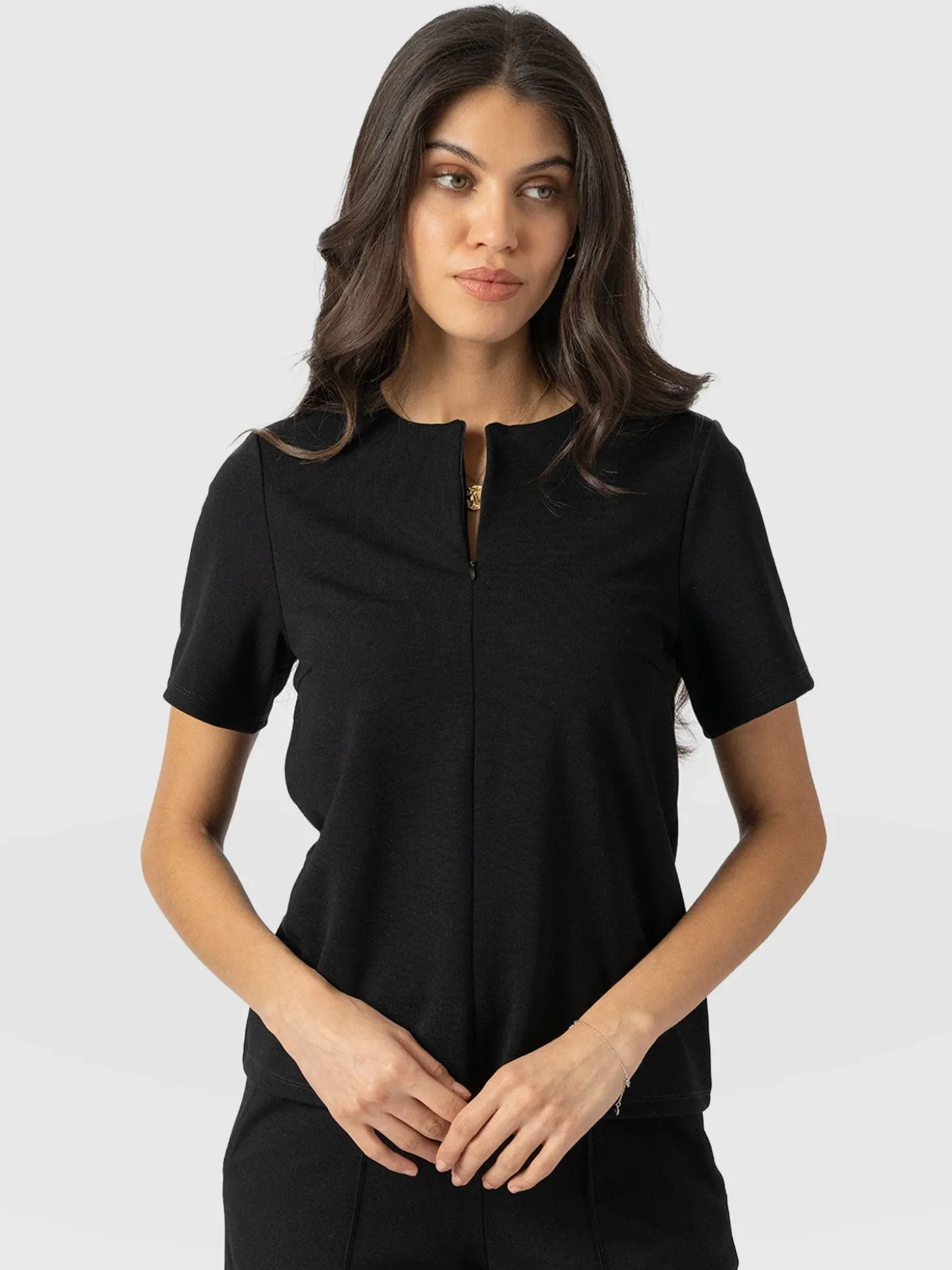 Keller Zip Up Tee - Black