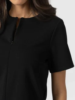 Keller Zip Up Tee - Black