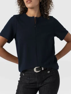 Keller Zip Up Tee - Navy