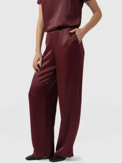 Langley Wide Leg Pant - Maroon