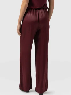 Langley Wide Leg Pant - Maroon