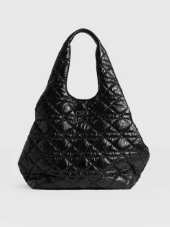 Large Stella Quilted Shoulder Tote Bag - Black
