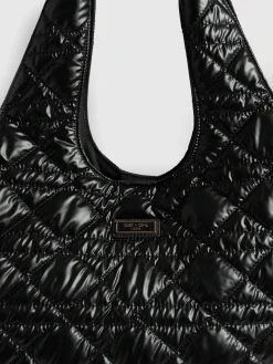 Large Stella Quilted Shoulder Tote Bag - Black