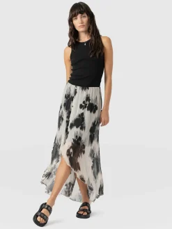 Lexi High Low Skirt - White Fade Floral