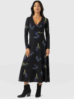 Maggie Wrap Midi Dress - Blue Lily Gardens
