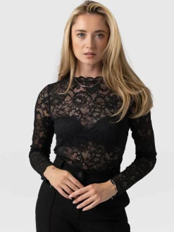 Miranda Lace Tee - Black