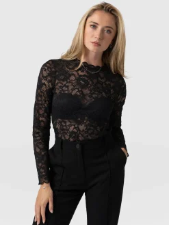 Miranda Lace Tee - Black