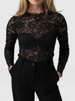 Miranda Lace Tee - Black