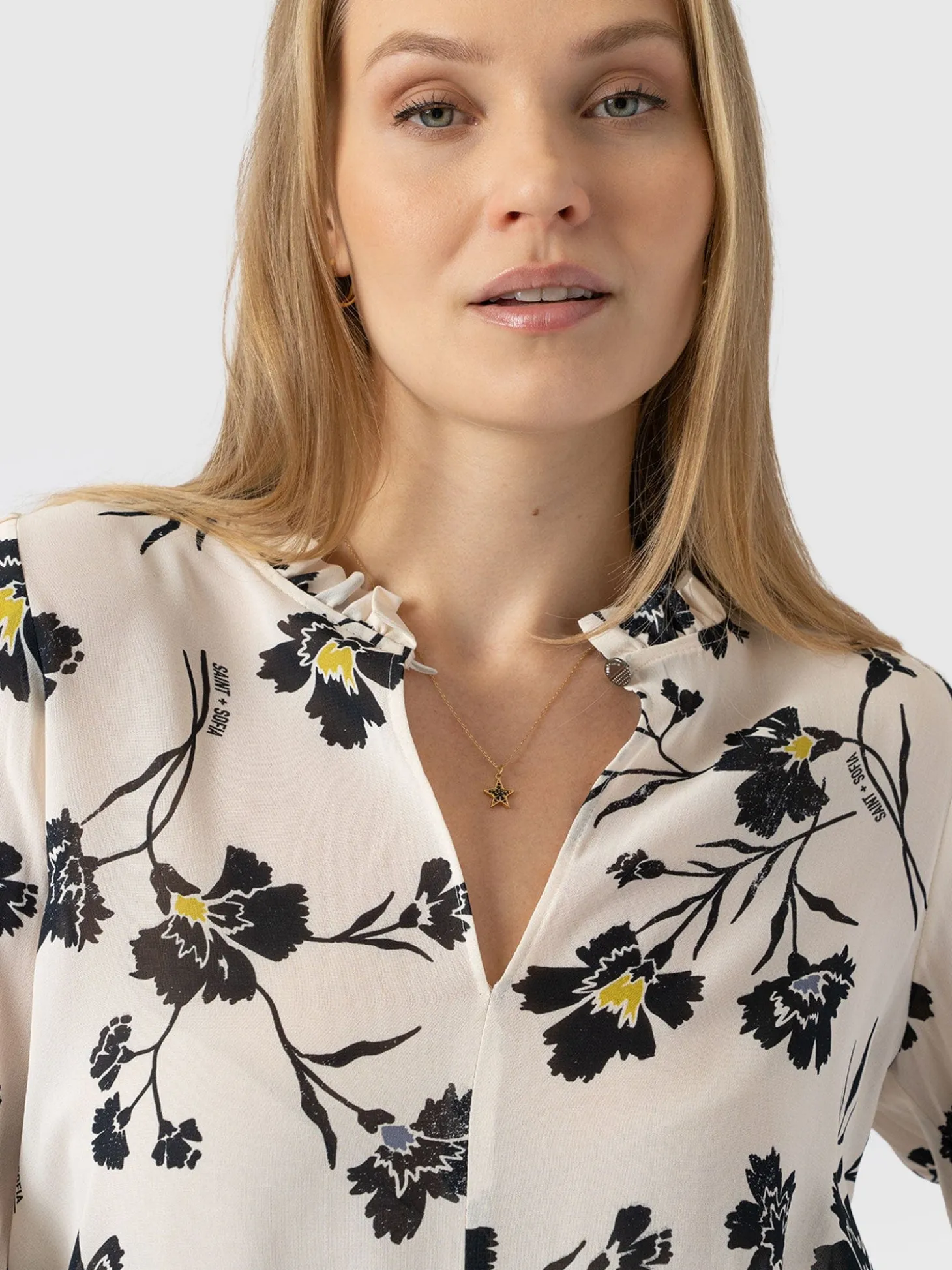 Olivia Blouse - White Spring Floral