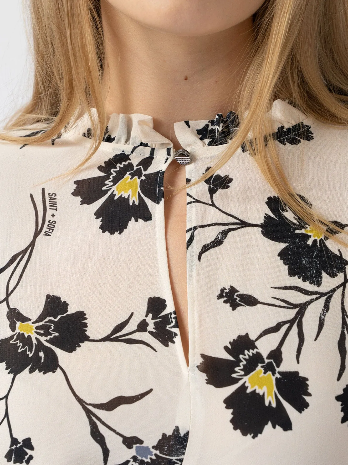 Olivia Blouse - White Spring Floral