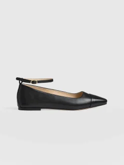 Ophelia Leather Ballerinas - Black